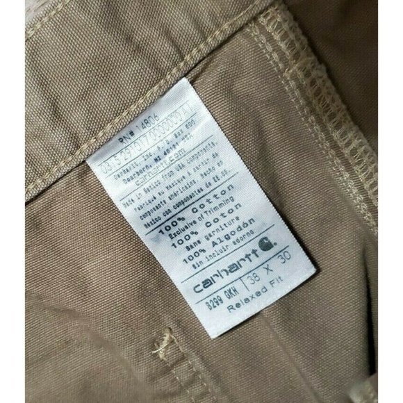 Carhartt Mens B299 Canvas Relaxed Fit Tan Khaki 38 - Picture 3 of 3